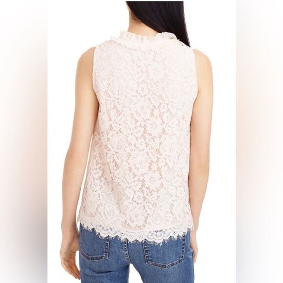 J. Crew Sleeveless Lace Ruffled Neck Top in Dune Size TS( Tall-Small) - Picture 2 of 8